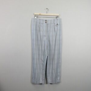 Club Monaco Women Light Blue Plaid Straight Leg Trouser Pants Size 10 Tencel